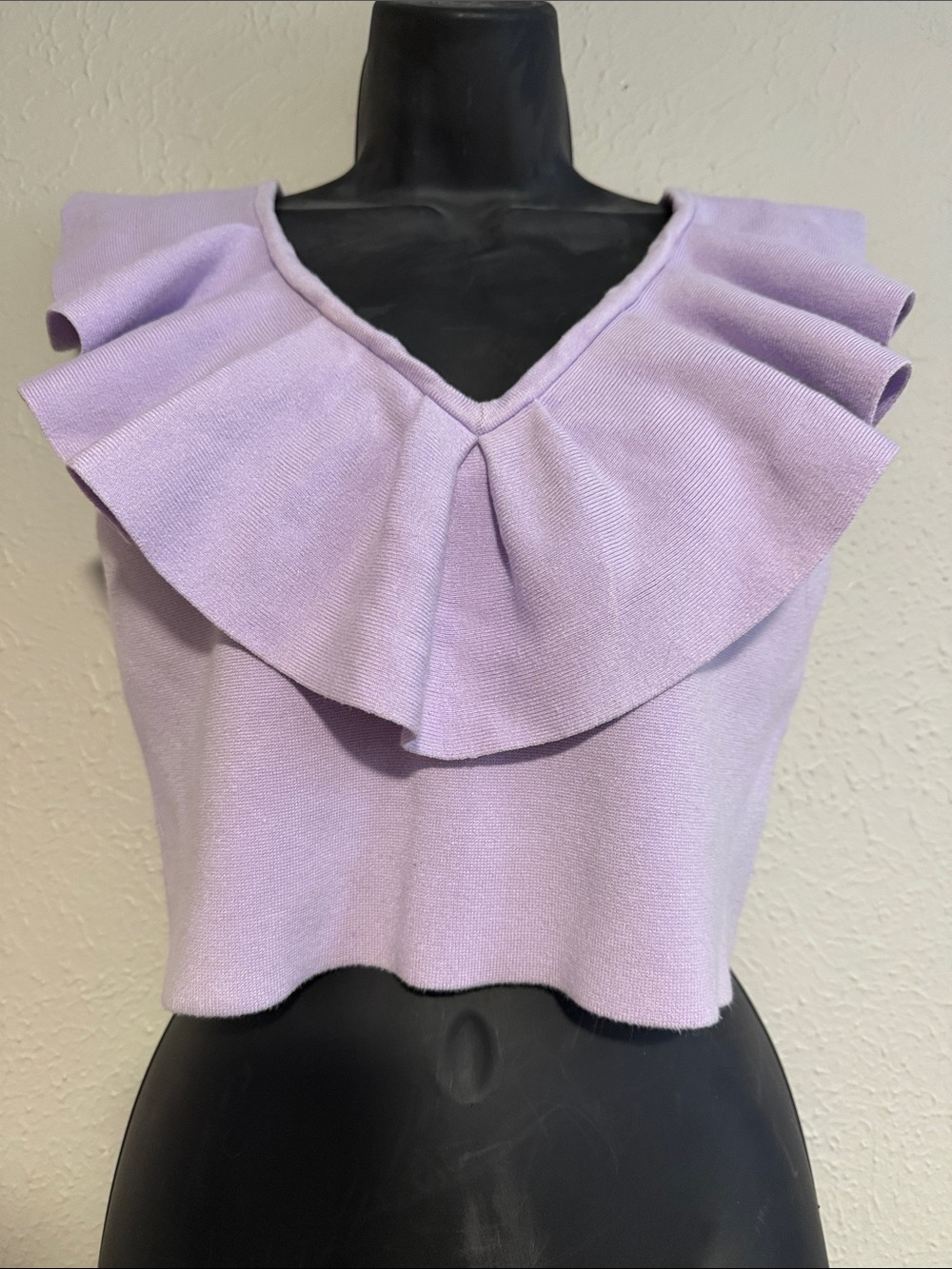 Express Lavender body contour V-Neck Crop Top